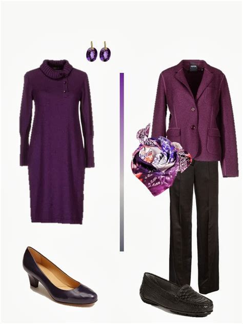 purple and navy blue outfit.